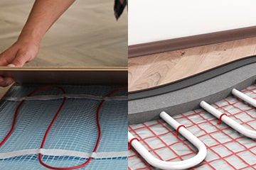 Схема пирога пола: паркетная доска на HDF с водяным и электрическим тёплым полом